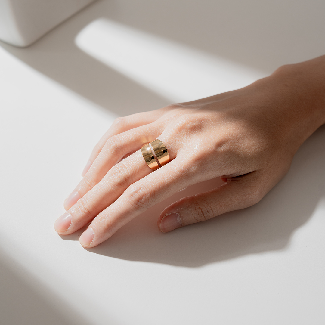 miramira純映｜造型雙環素面戒指A1042-金25557