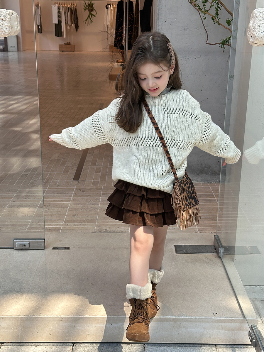 鏤空針織罩衫(90-160)