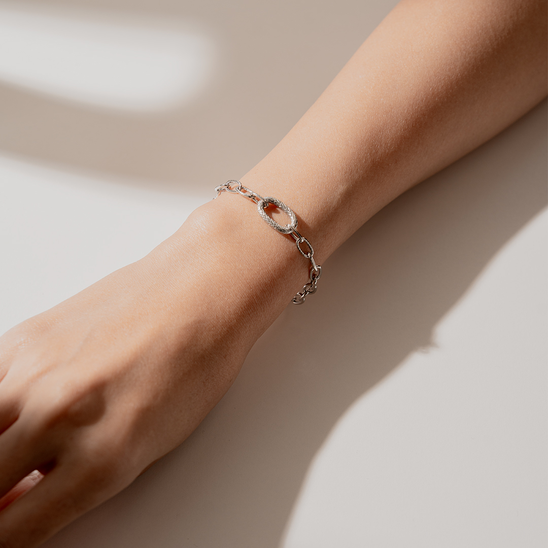 miramira扣圈｜環扣橢圓手鍊C0283-銀51436