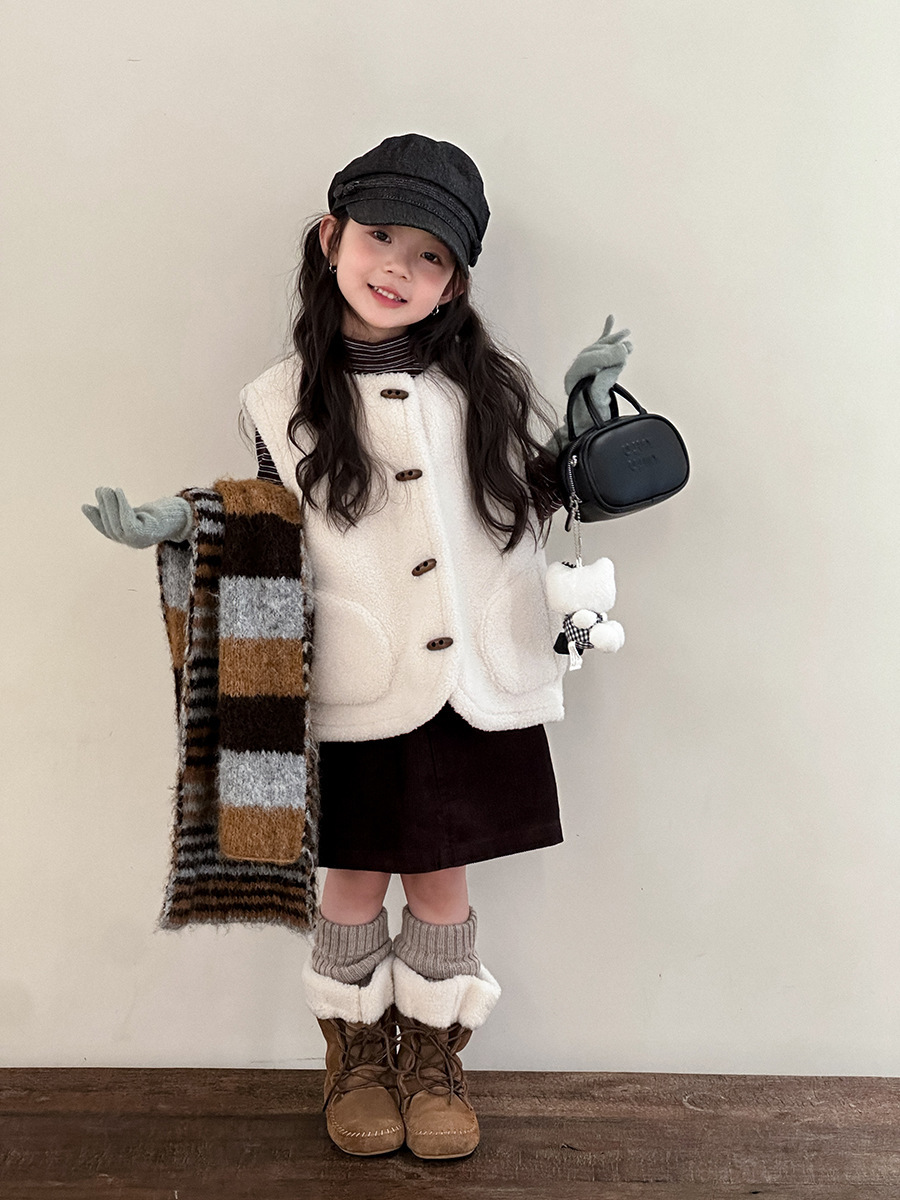 白色牛角扣背心(90-170)