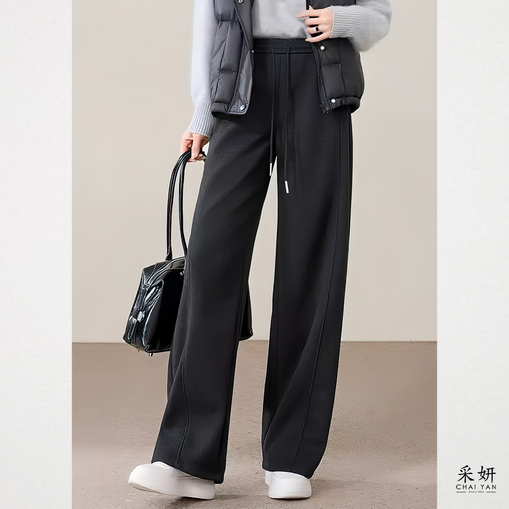 鬆緊腰頭毛織刷毛保暖棉褲