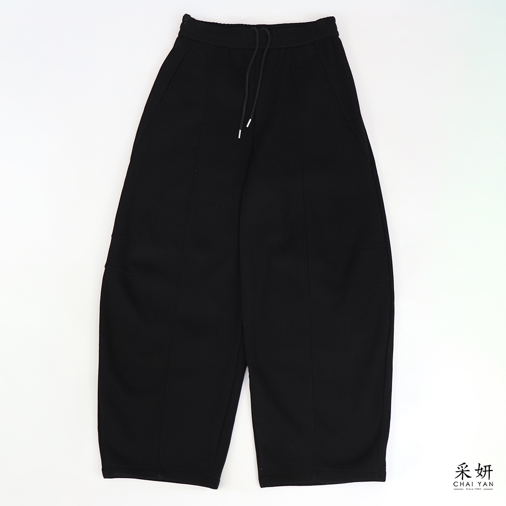 鬆緊腰頭內拉繩刷毛保暖棉褲