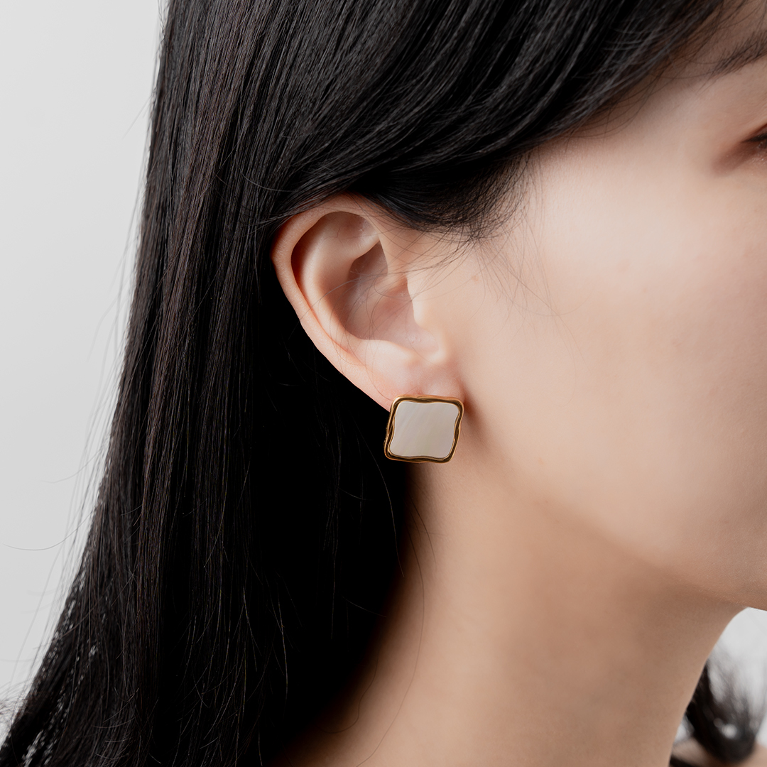 miramira珠光｜復古方形耳環D1125-金11147