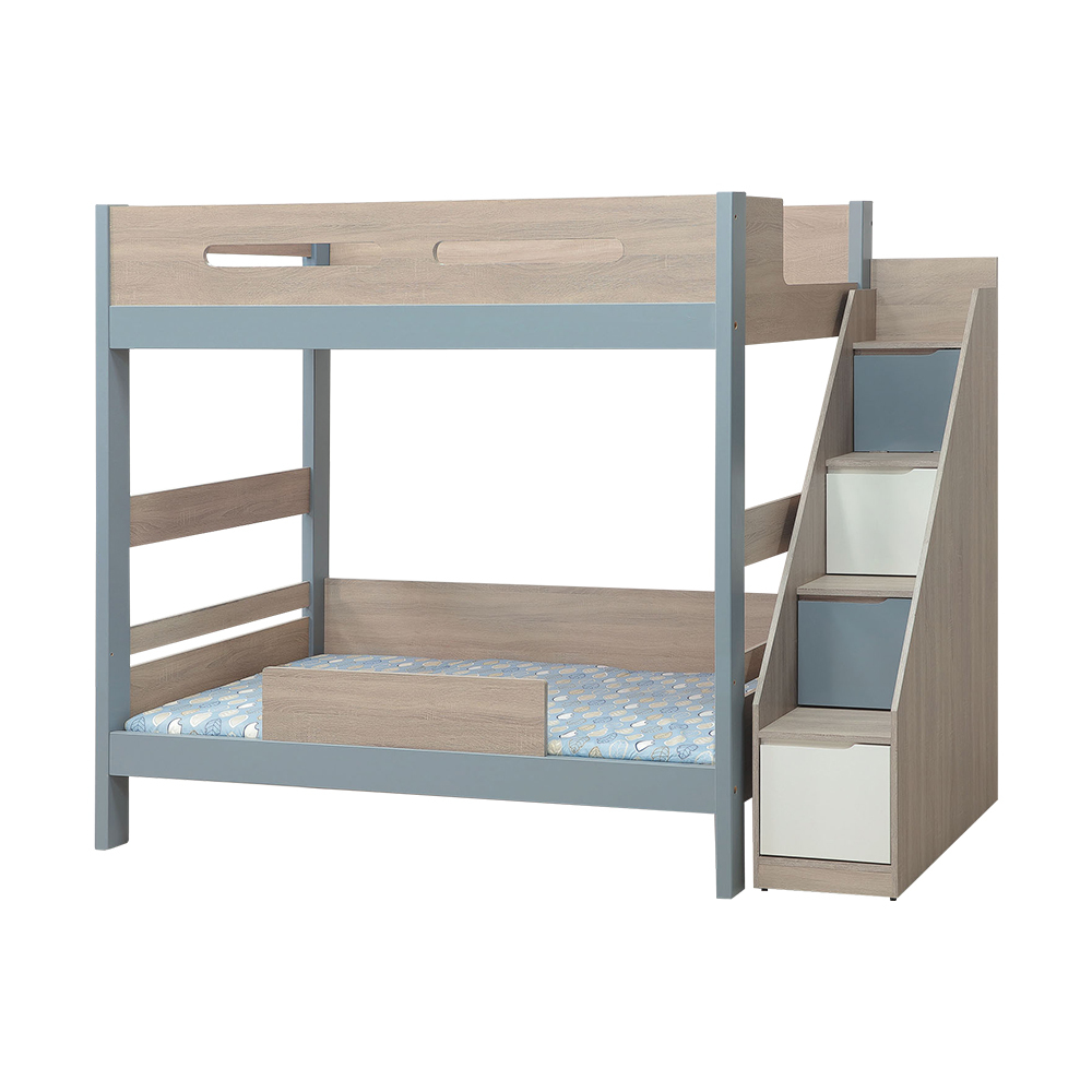 伍迪3.5尺單人雙層床架(床架+樓梯收納櫃-不含床墊)