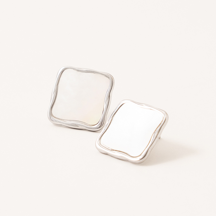 miramira珠光｜復古方形耳環D1125-銀36198