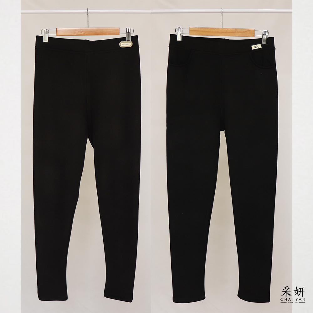 字母標刷毛保暖貼腿褲