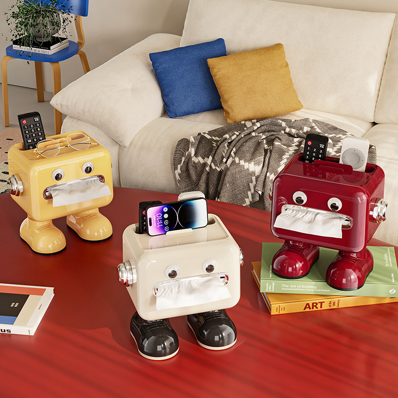多功能塑膠機器人創意抽紙盒