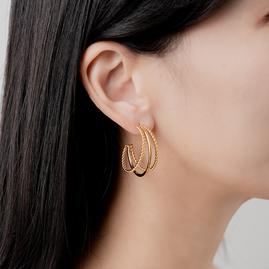 miramira扣圈｜復古多圈耳環D1516-金45258