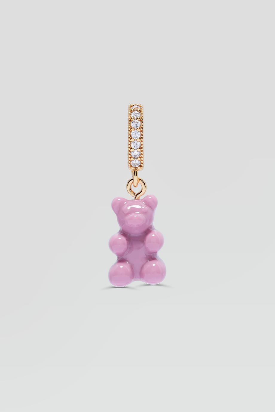 Crystal Haze｜NOSTALGIA BEAR 金色鑲鑽粉紫色小熊墜飾