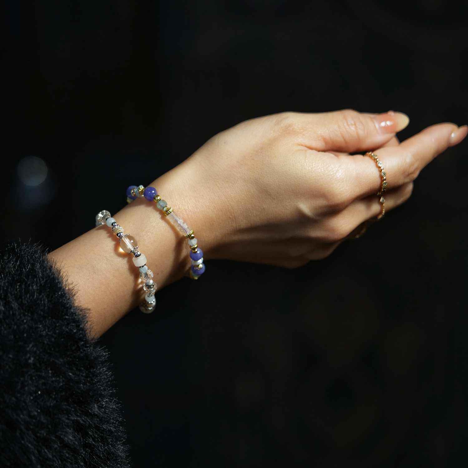 零下十度的擁抱｜白水晶漢白玉海藍寶手鍊 C1761