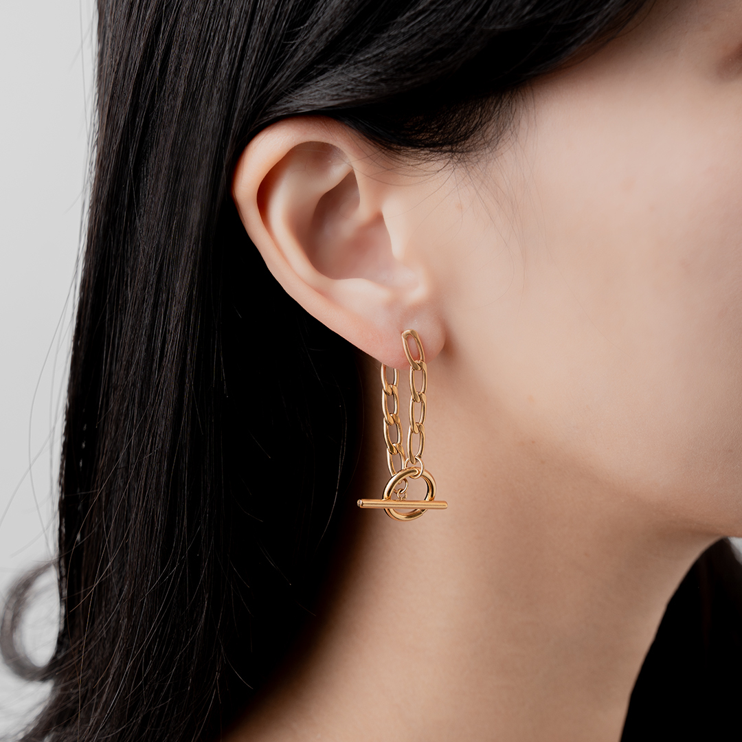 miramira扣圈｜個性鍊條扣圈耳環D2015-金42700