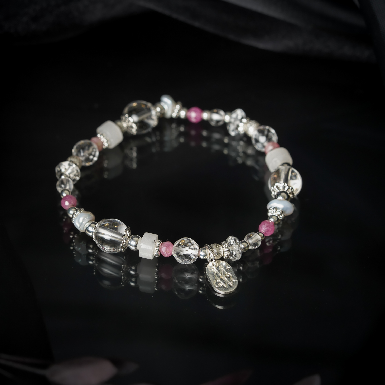 零下二度的親吻｜白水晶漢白玉碧璽手鍊 C1762