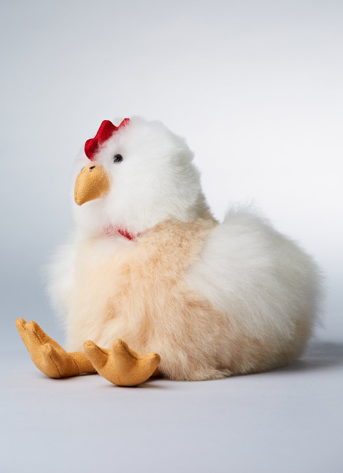 ST.MALO 秘魯天然羊駝毛娃娃-咕咕雞23CM-2696CK-白駝