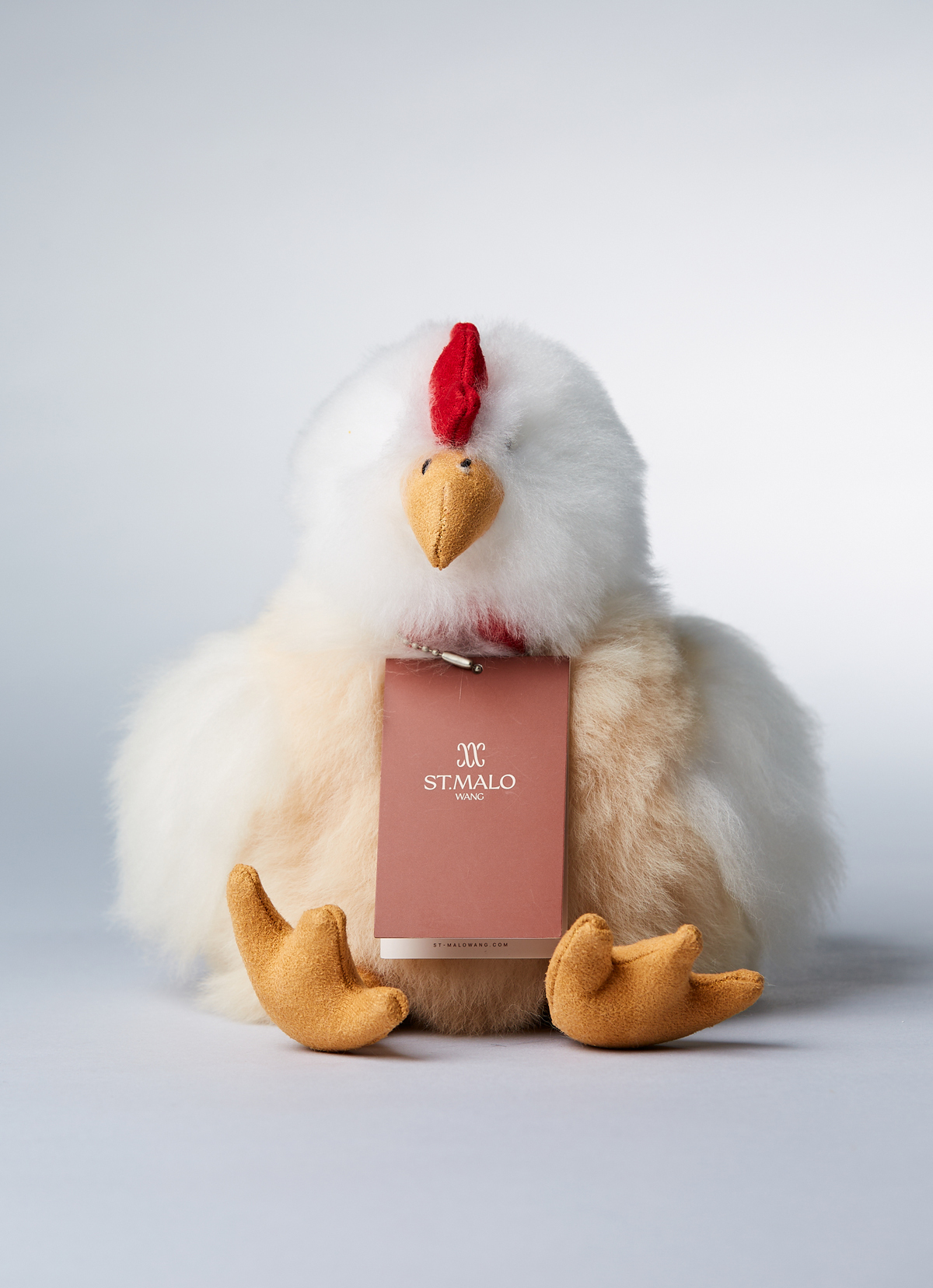 ST.MALO 秘魯天然羊駝毛娃娃-咕咕雞23CM-2696CK-白駝