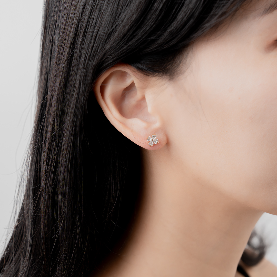 miramira微光｜白鑽四葉草耳環D5641-金88699