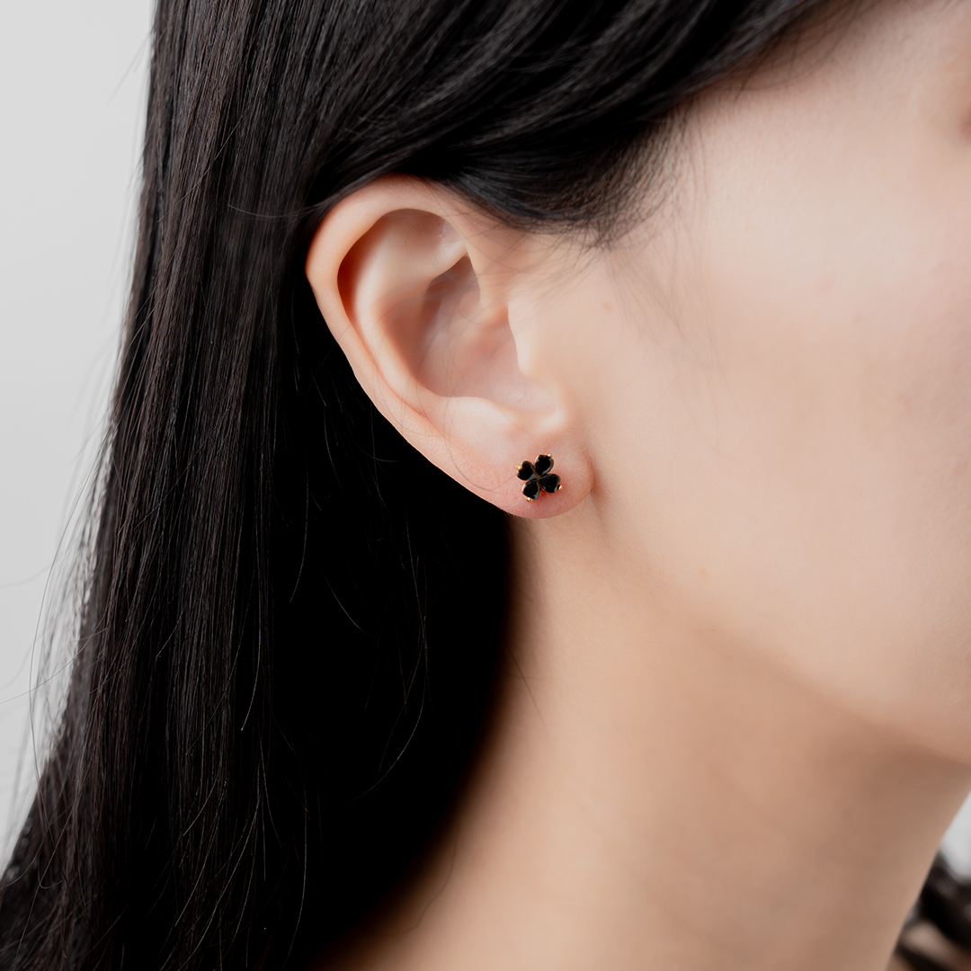 miramira微光｜黑鑽四葉草耳環D5641-金88705
