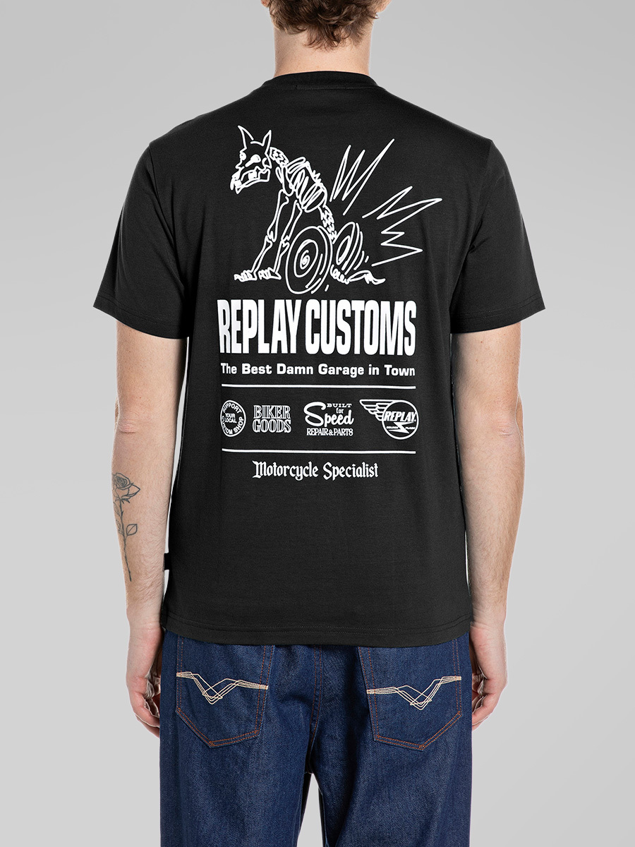 美式車庫風格印花短袖T-shirt