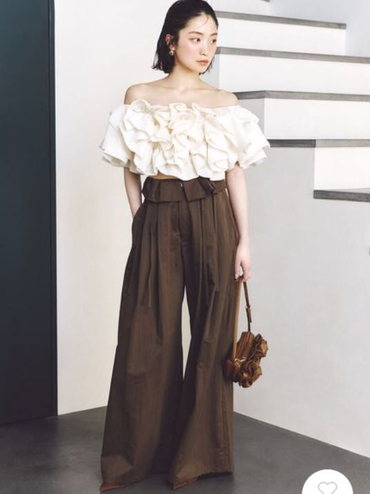 [預購] SNIDEL立體腰線設計寬版長褲<2月中旬出貨>