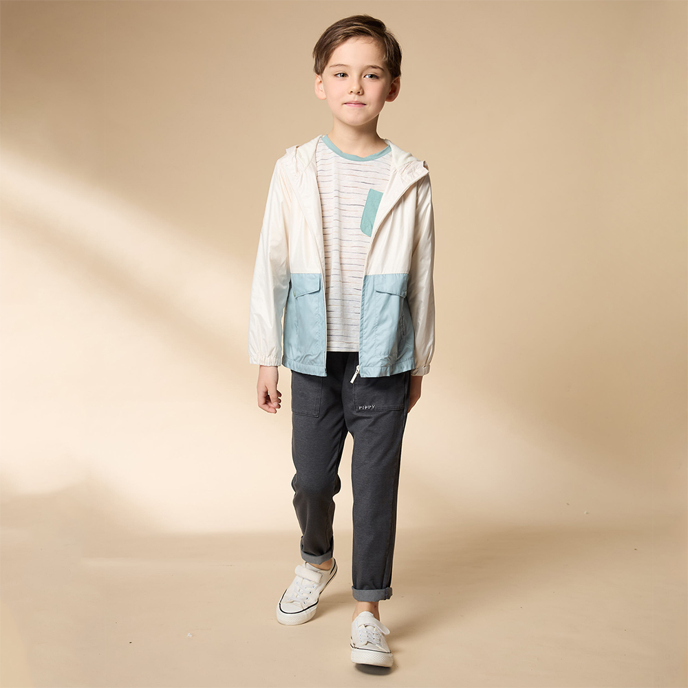 PIPPY 鬆緊腰圍彈性棉仿牛仔長褲 灰