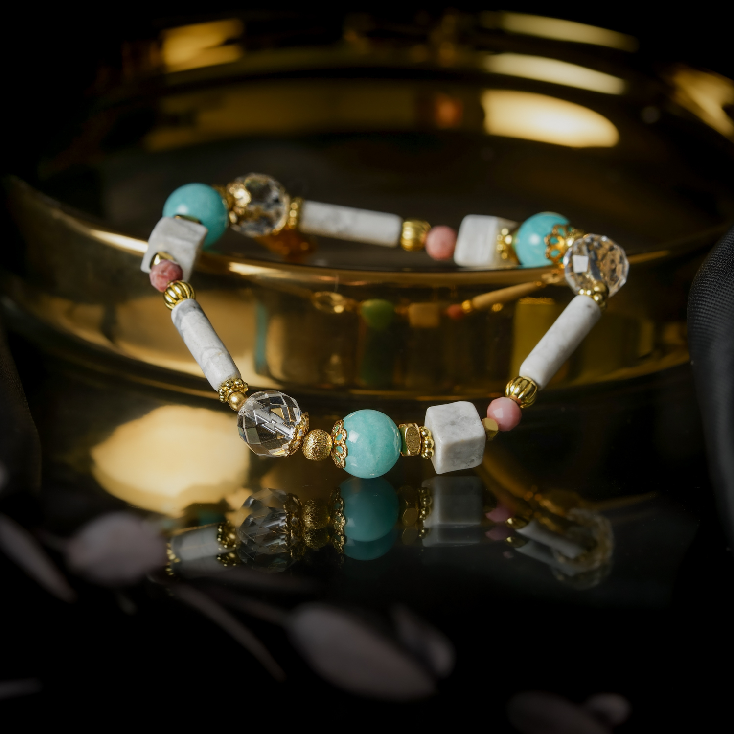 有光｜白松石天河石玫瑰石手鍊 C1764