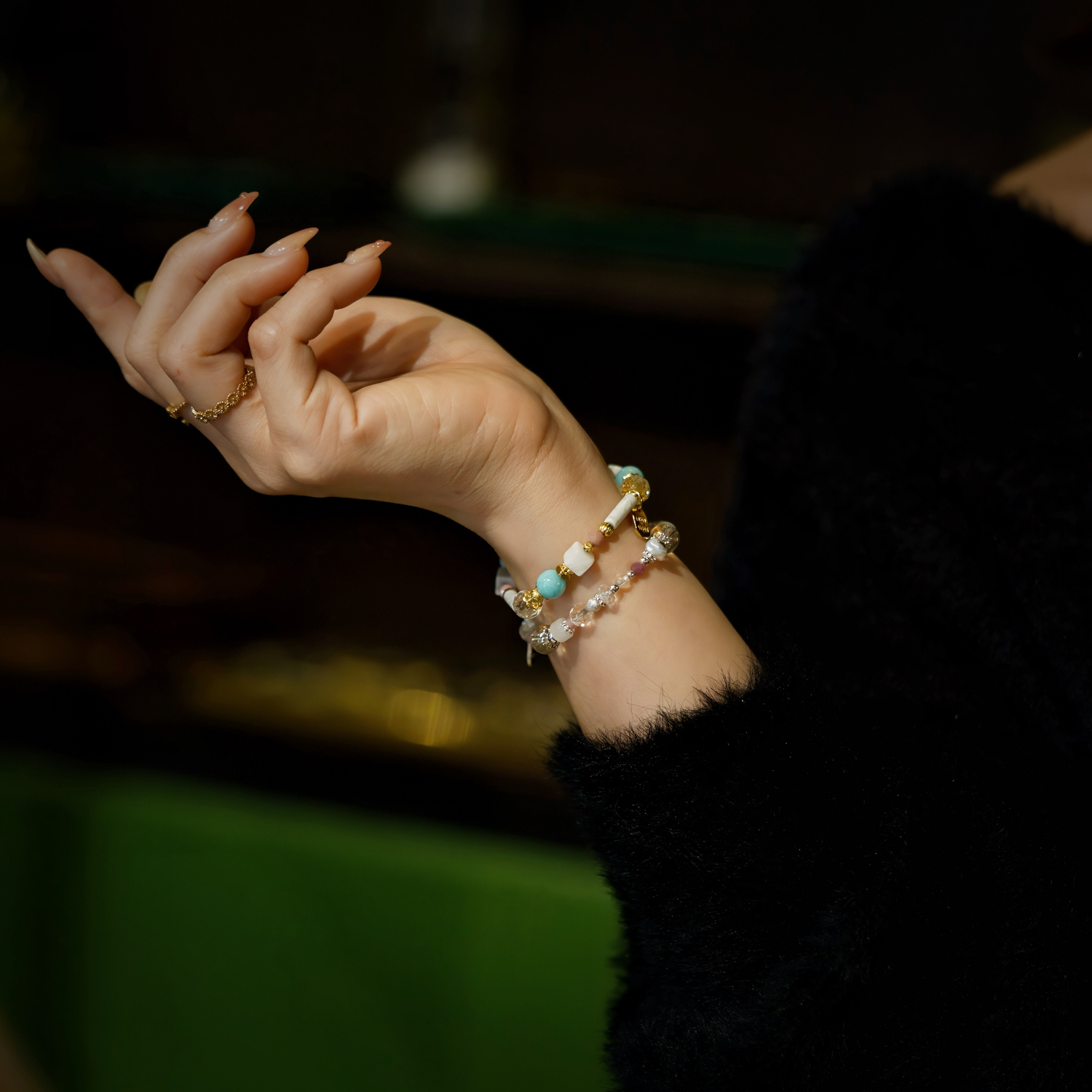 有光｜白松石天河石玫瑰石手鍊 C1764