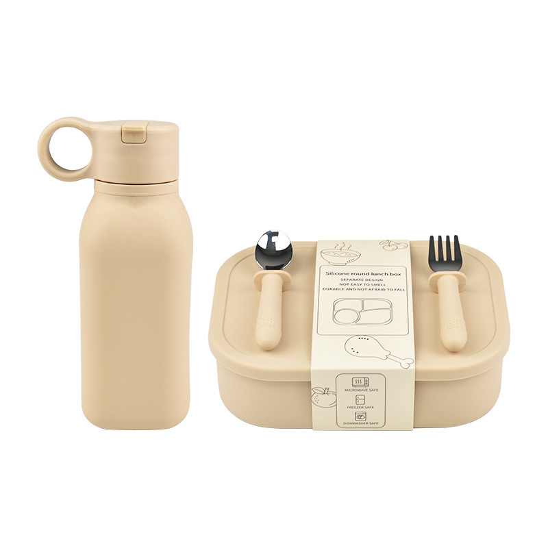 可蒸可微波加熱食品級運動水杯矽膠便當盒組