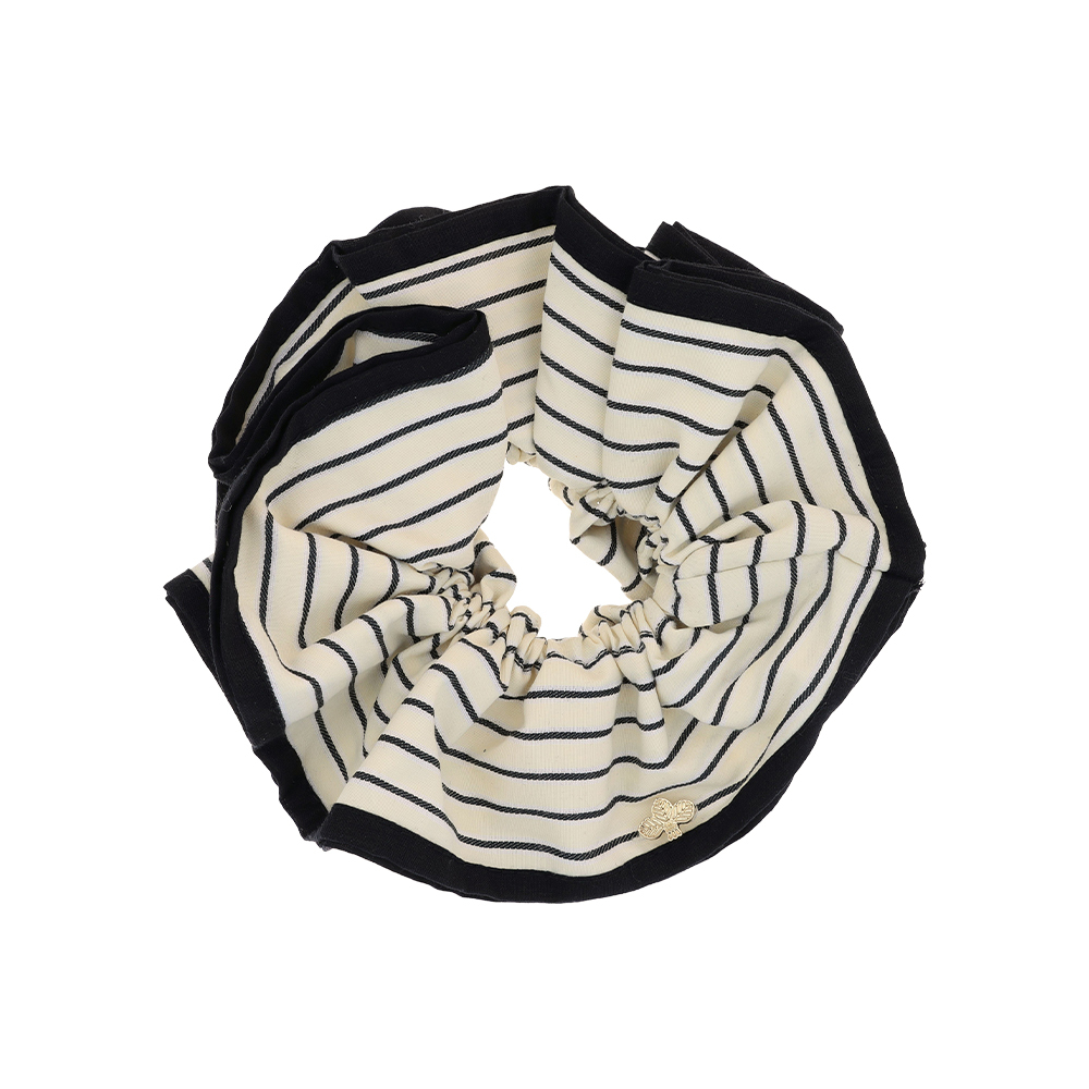 L. ERICKSON 滾邊條紋造型大腸圈〈奶油白 / 黑〉