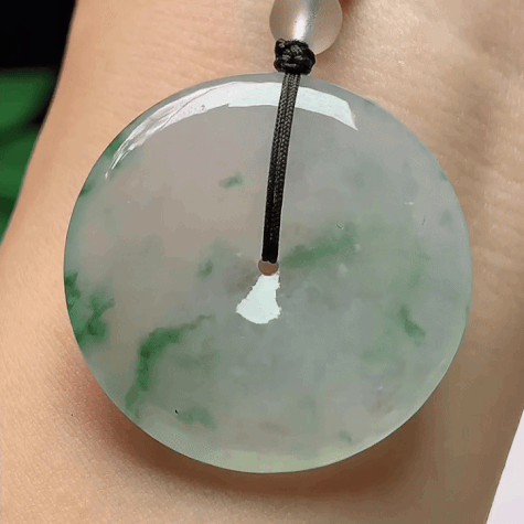 118342 翡翠冰飄綠平安扣 (34.3mm直徑)