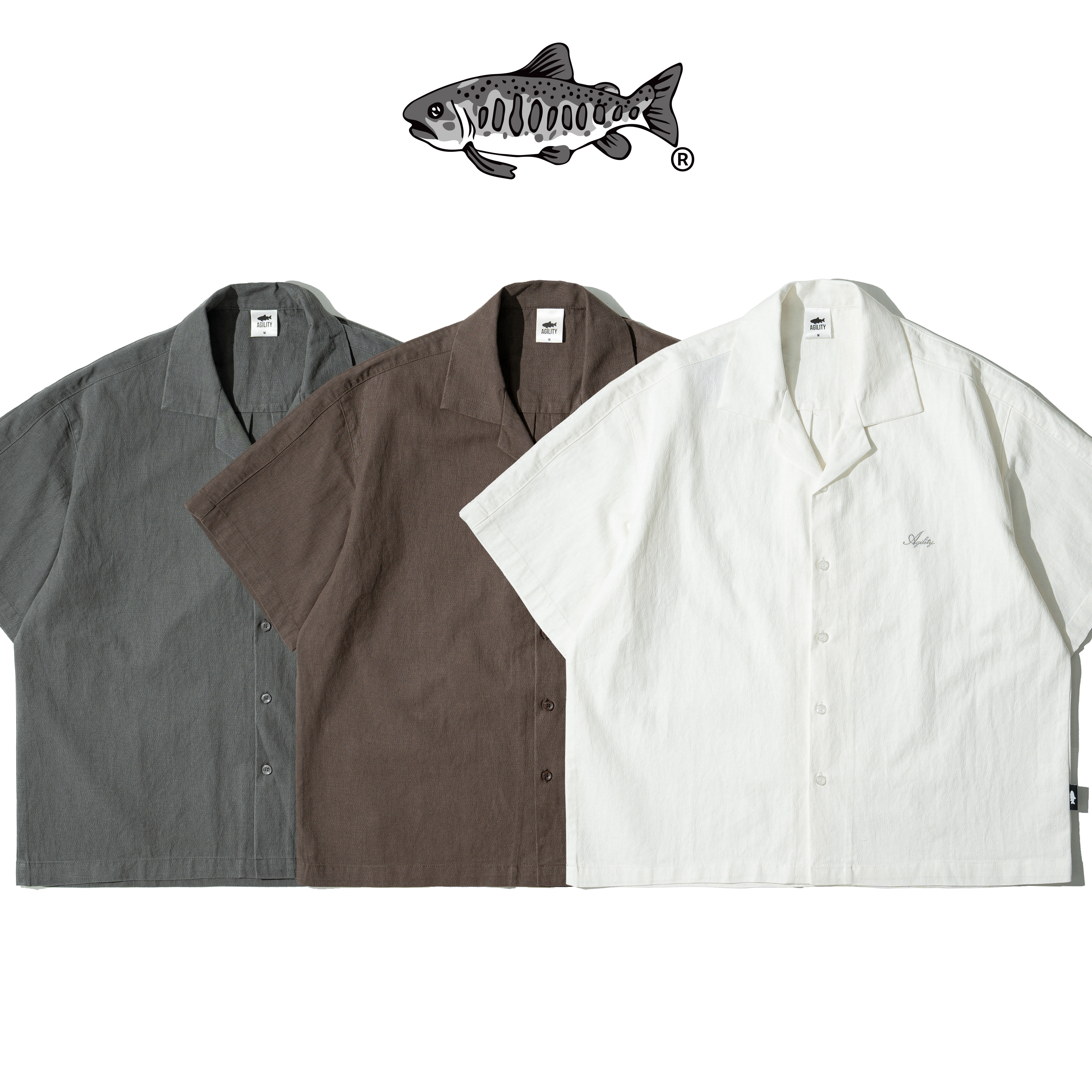 AGILITY Cursive Cotton Linen Shirts 草寫 棉麻 短袖襯衫 [SS88]