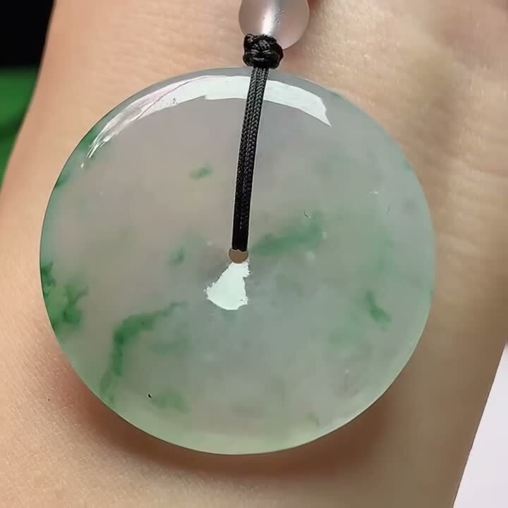 翡翠冰飄綠平安扣 (34.3mm直徑),天然翡翠A玉, 緬甸玉, Jade, Jadeite