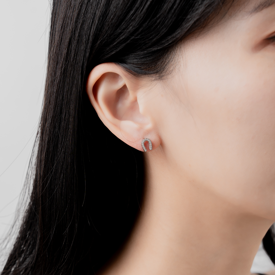 miramira微光｜白鑽馬蹄耳環D5769-銀03701