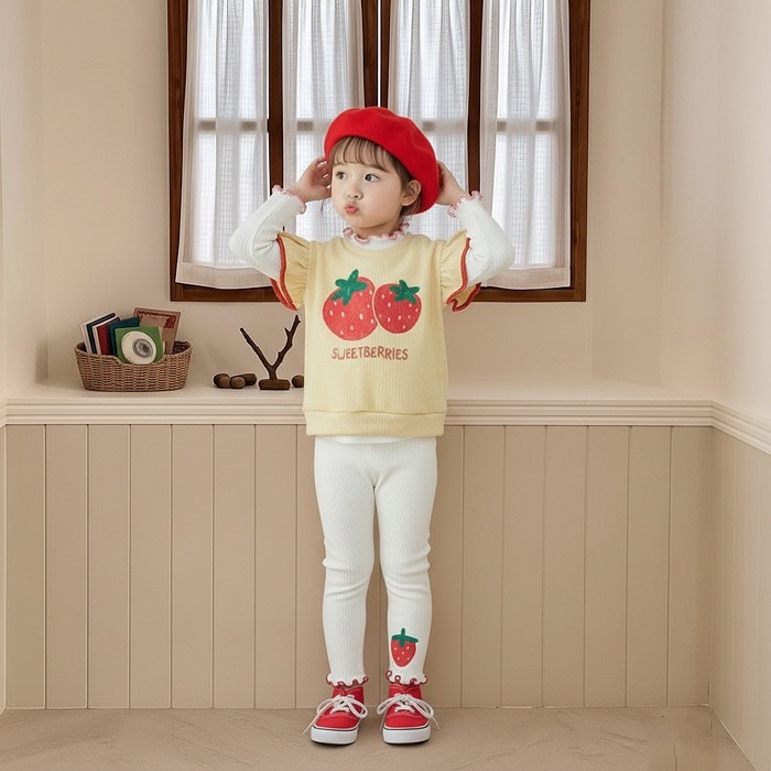 俏皮草莓內搭褲