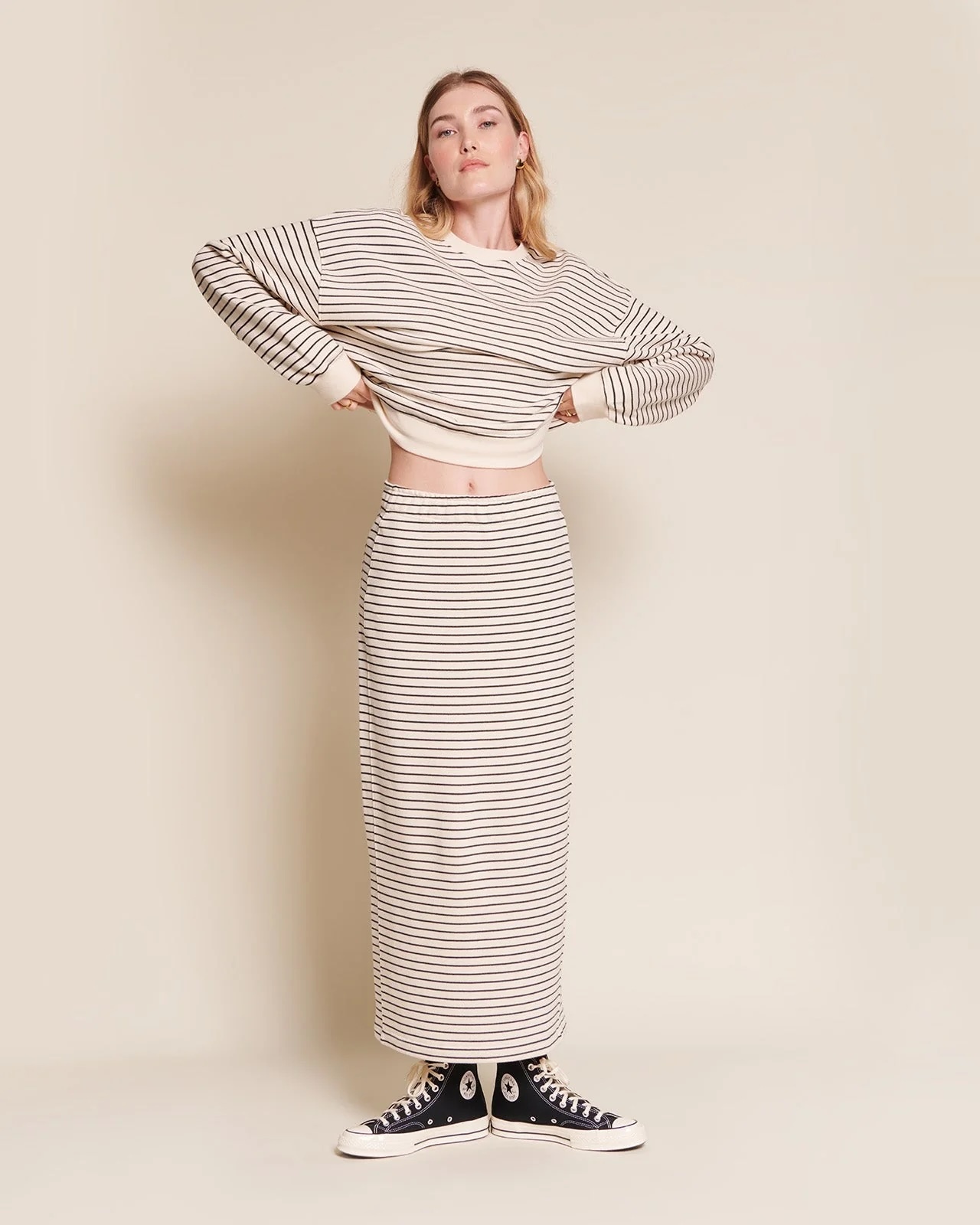 The Alma Skirt in Organic Cotton - Stripes | émoi émoi