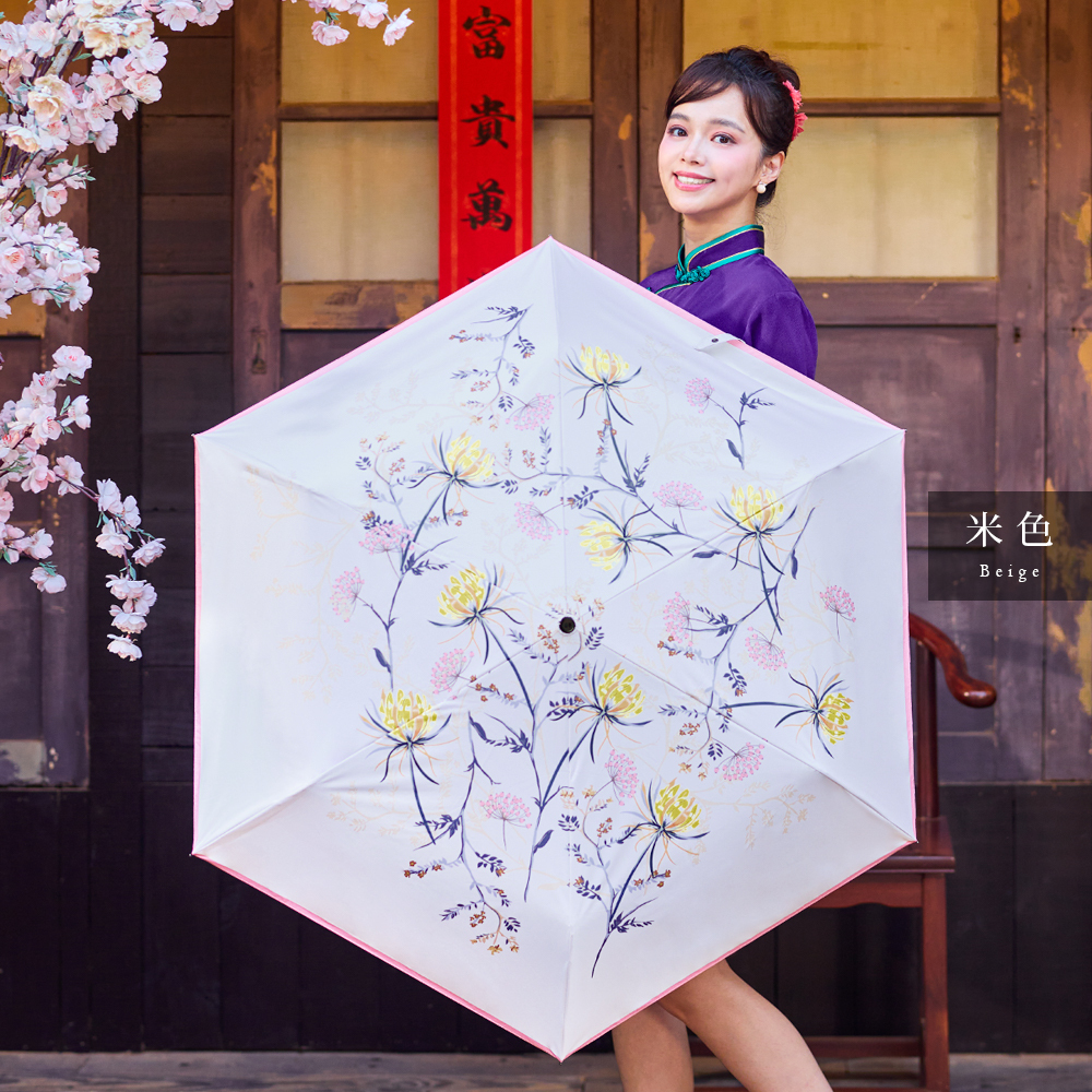 雨之情 安全推防曬自動傘富貴 花開富貴