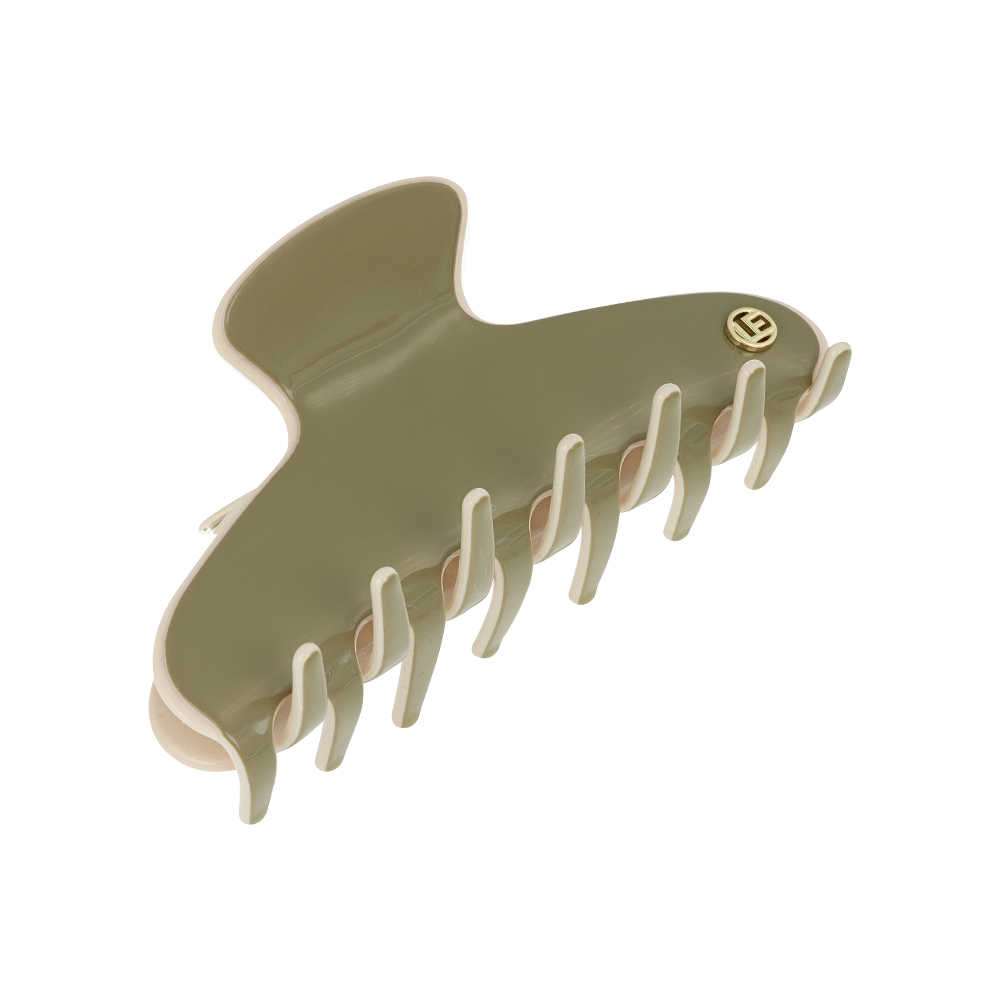 L. ERICKSON 滾邊雙色抓夾〈綠 / 奶油白〉