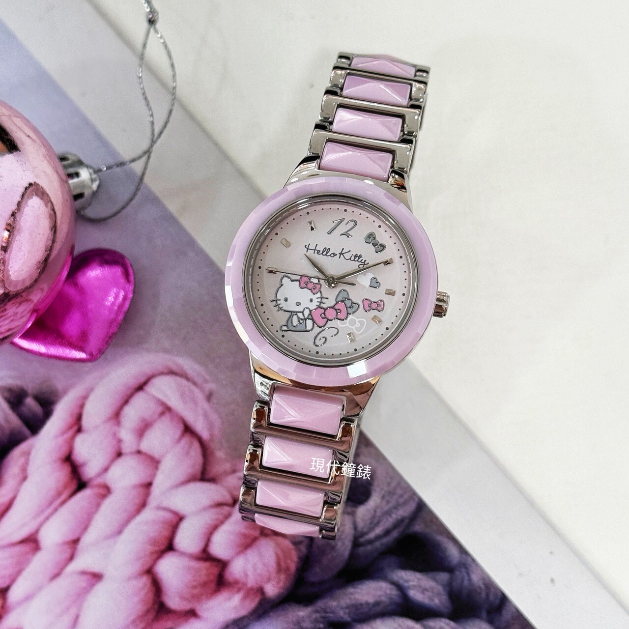 【HELLO KITTY】凱蒂貓甜心簡約半陶瓷手錶 LK706LWPP 32mm 現代鐘錶
