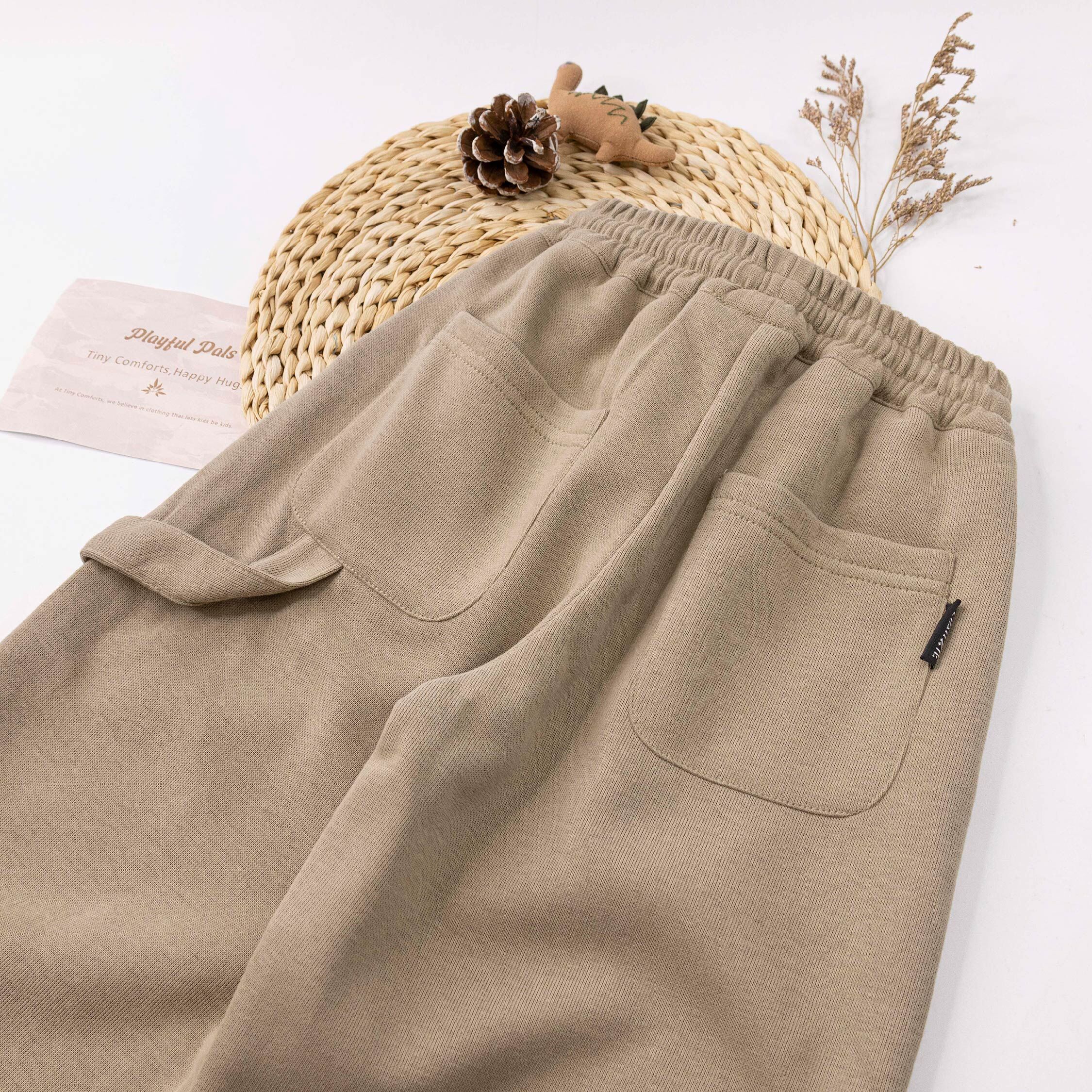 【H55779】極簡側織帶造型縮口褲