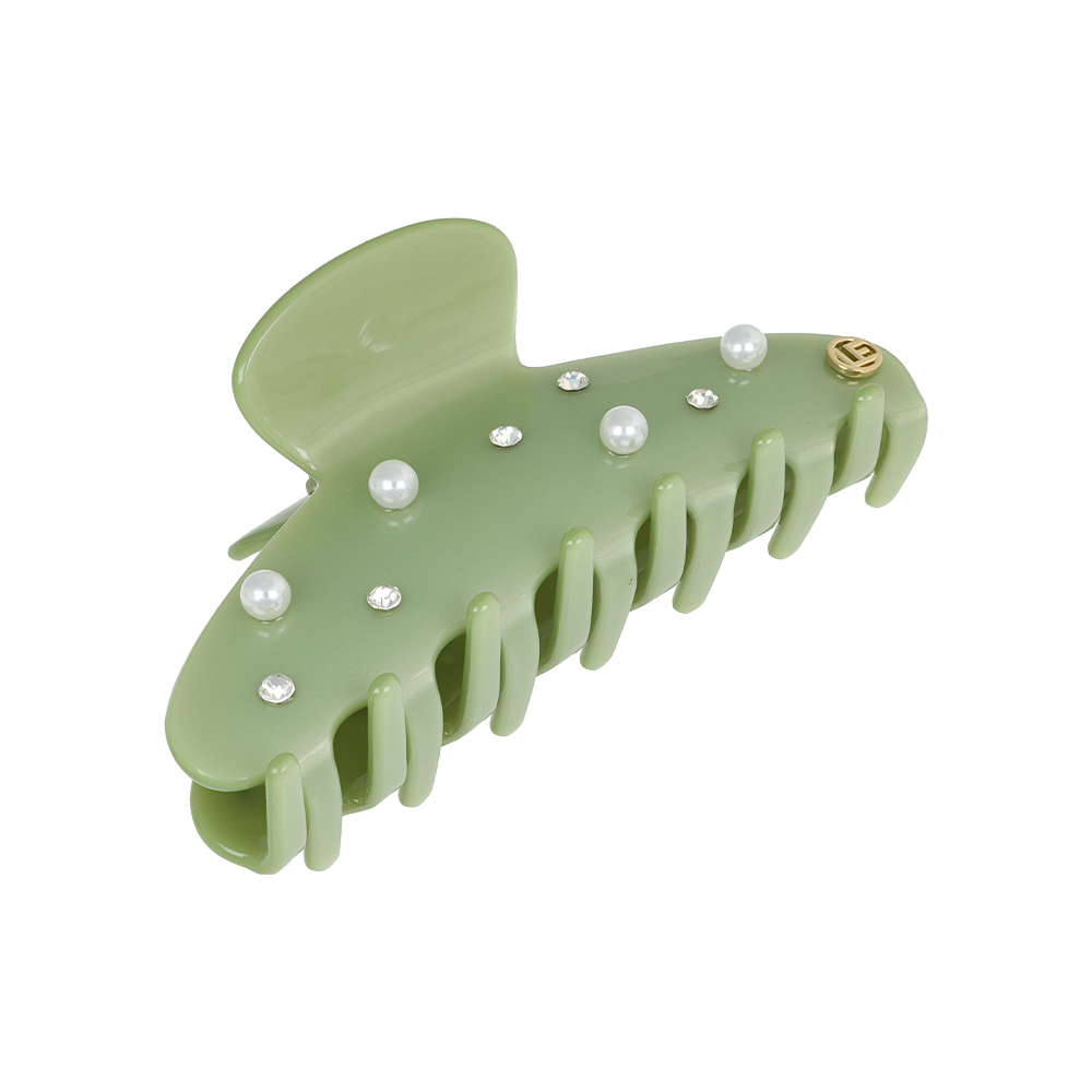 L. ERICKSON 水晶珍珠抓夾〈迷霧綠〉