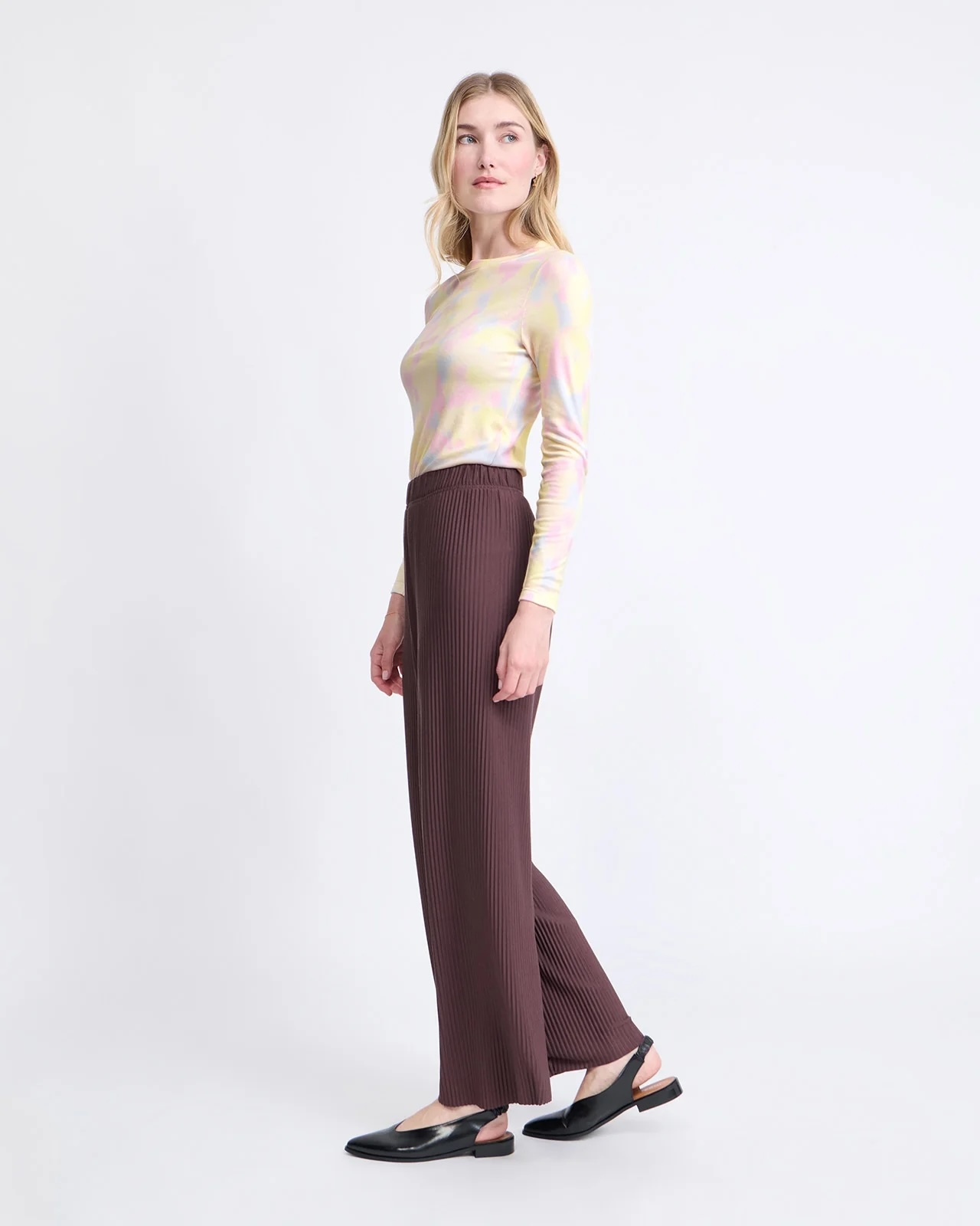 Pauline Pants in Organic Ribbed Cotton - Chocolate | émoi émoi