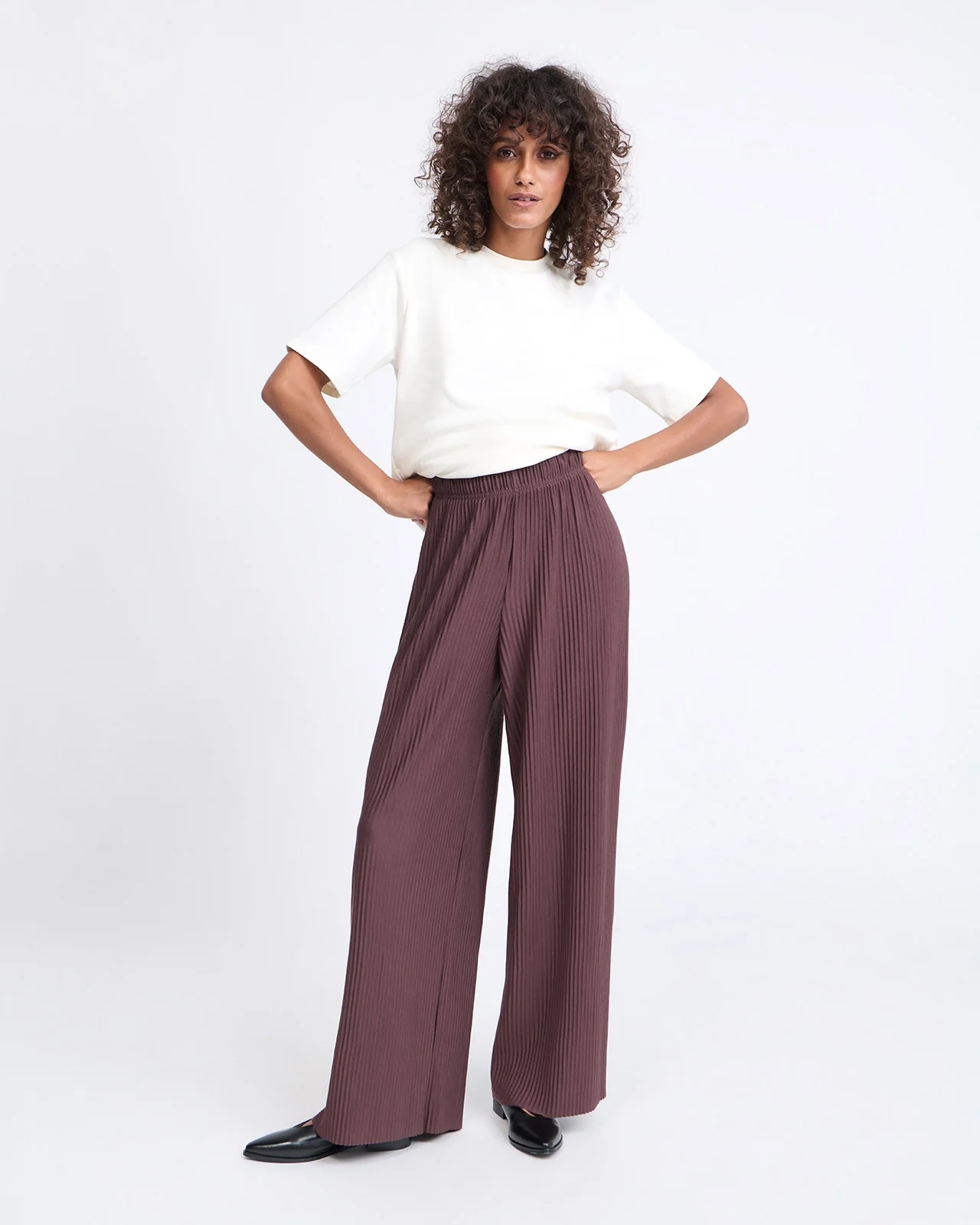 Pauline Pants in Organic Ribbed Cotton - Chocolate | émoi émoi