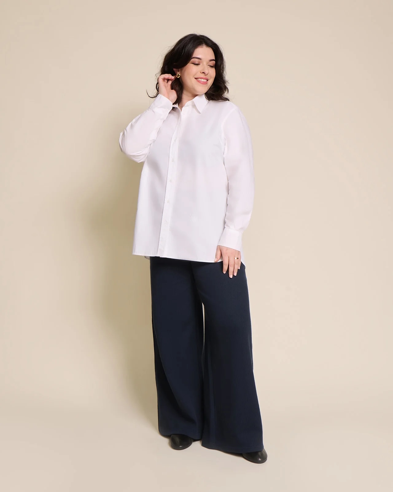 Pauline Pants in Organic Ribbed Cotton - Midnight Blue | émoi émoi