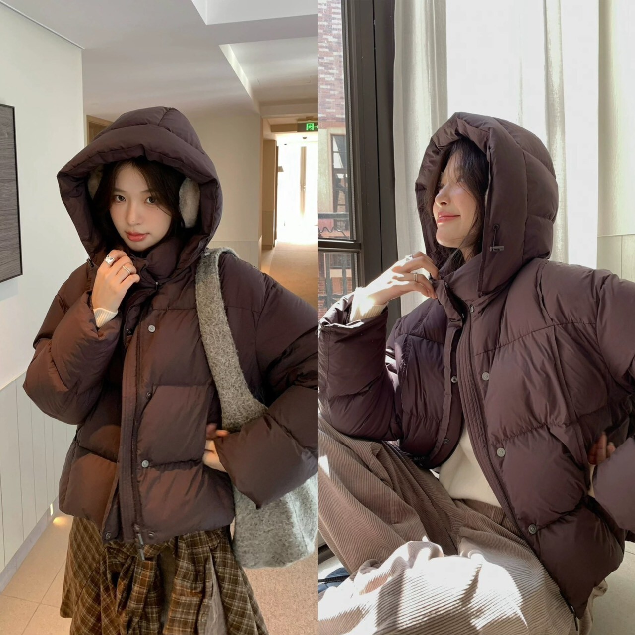 B01114 可可愛愛巧克力色鋪棉外套