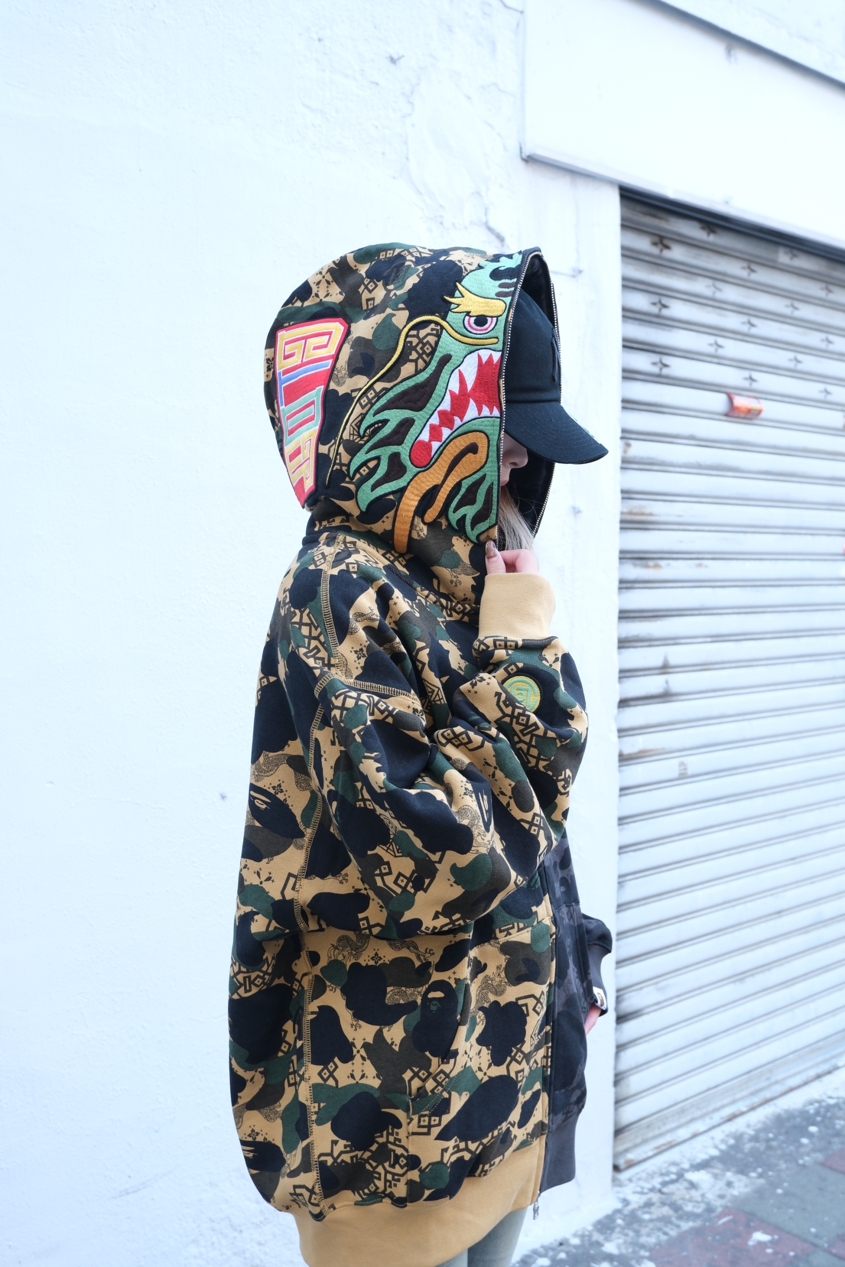 Bape X clot CAMO SPLIT SHARK RELAXED FIT FULL ZIP HOODIE 聯名 迷彩鯊魚外套 0ZXSWM917151P