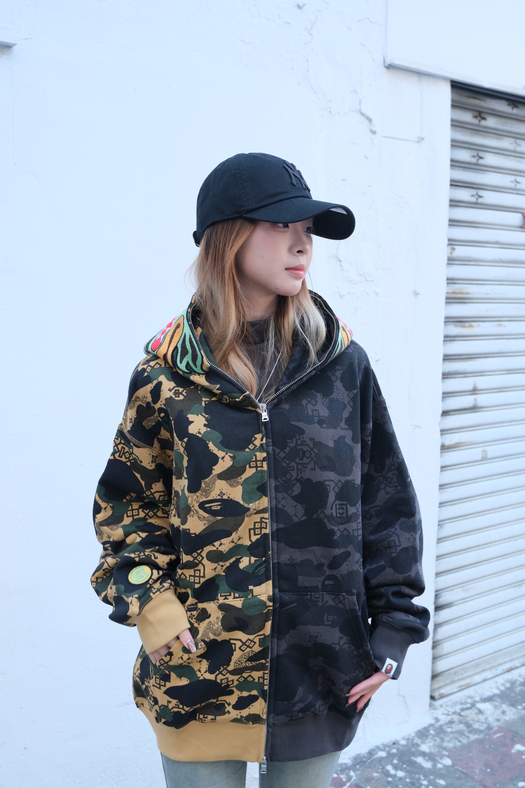 Bape X clot CAMO SPLIT SHARK RELAXED FIT FULL ZIP HOODIE 聯名 迷彩鯊魚外套 0ZXSWM917151P