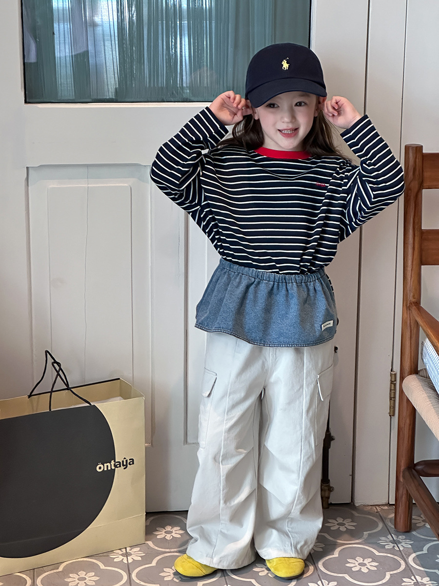 柔軟雙紗精棉條紋上衣(90-170)