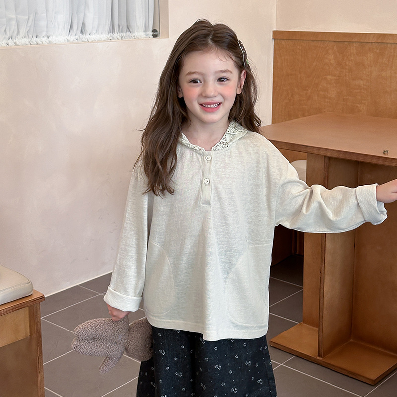 精緻刺繡花朵連帽上衣(90-170)