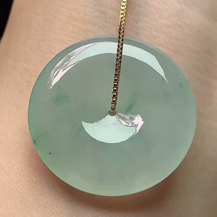 翡翠冰種飄花平安扣 (28.3mm直徑),天然翡翠A玉, 緬甸玉, Jade, Jadeite