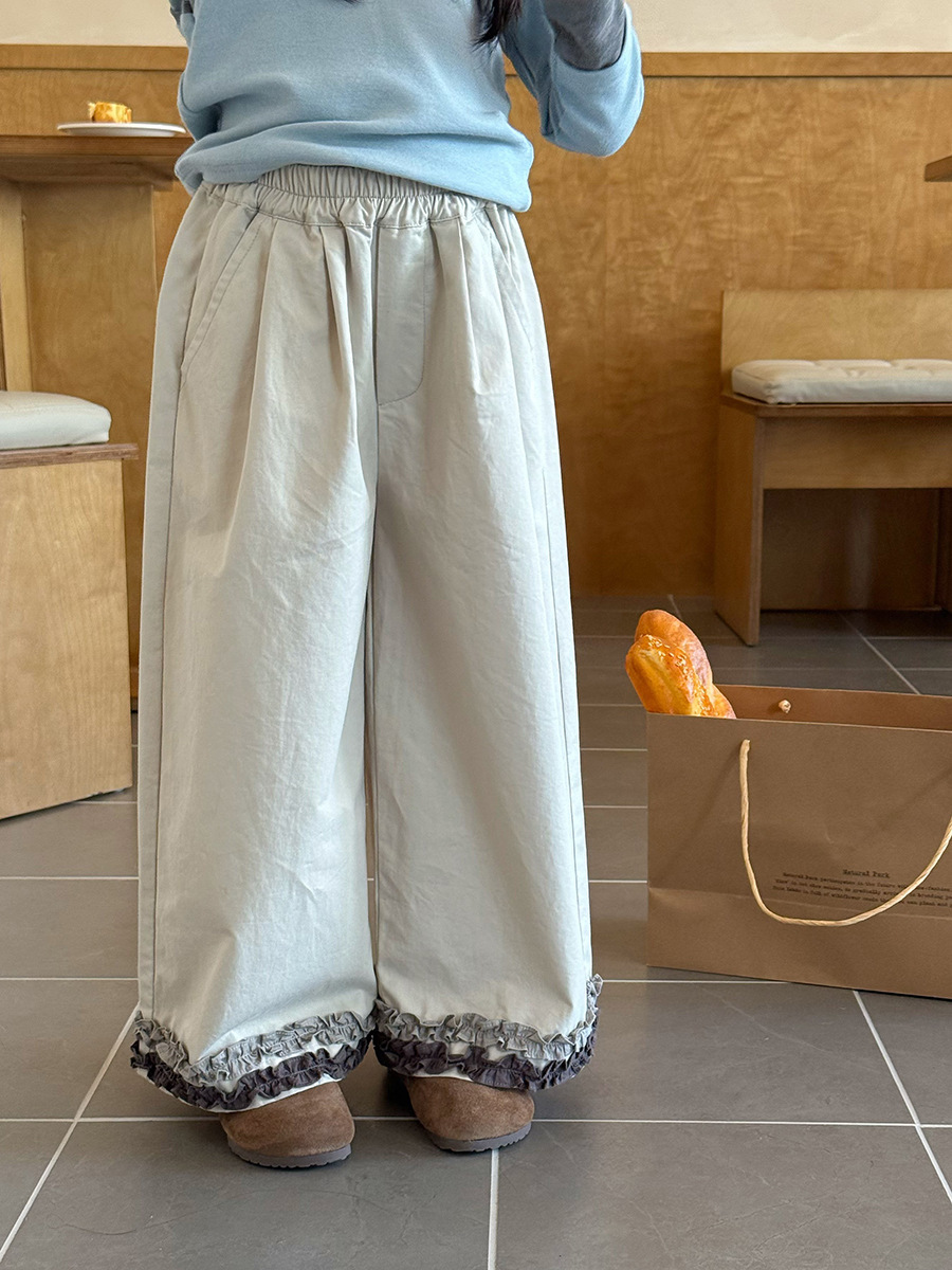 個性花瓣褲腳直筒褲(90-170)