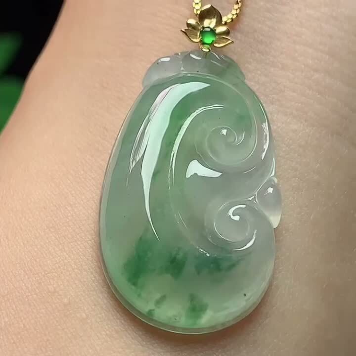 翡翠冰種飄花如意,天然翡翠A玉, 緬甸玉, Jade, Jadeite