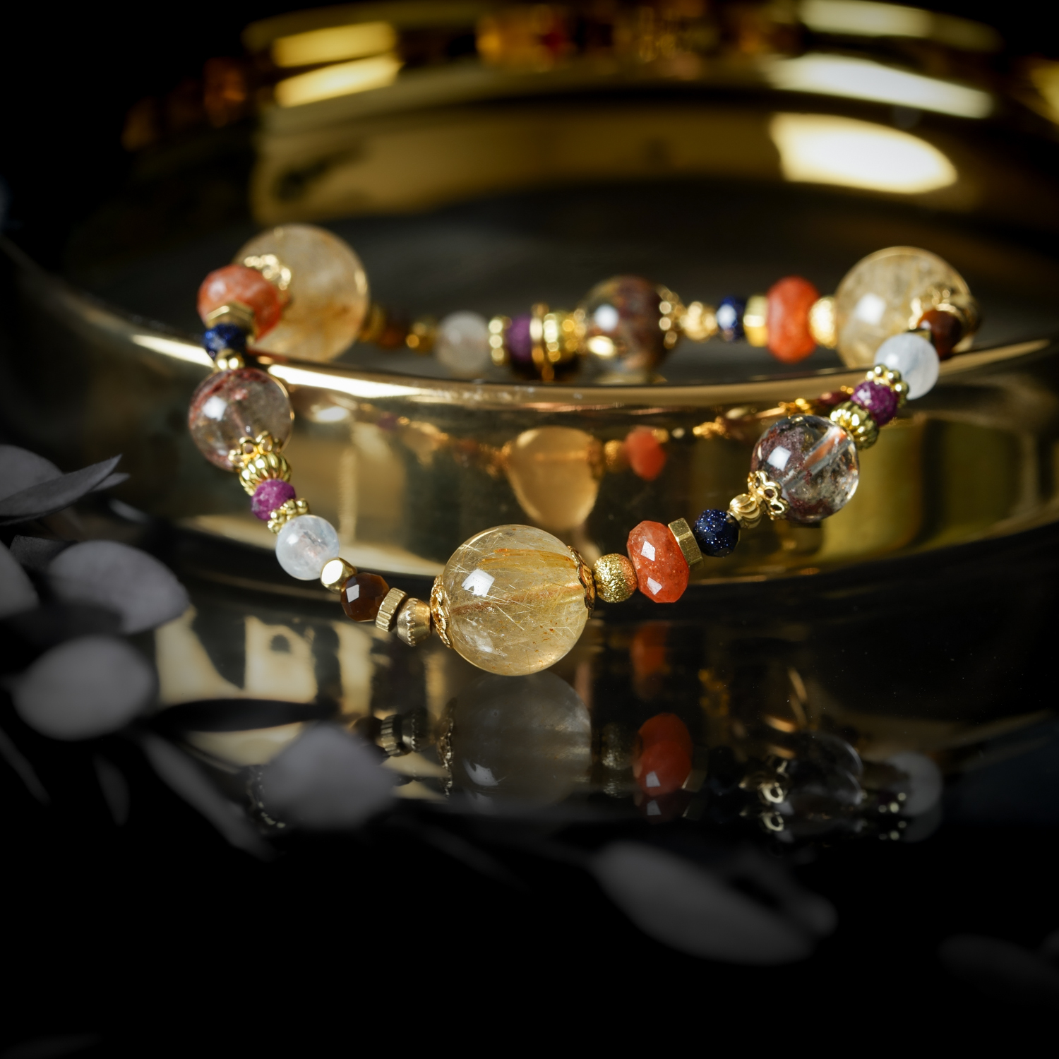 晝夜縫隙｜鈦晶綠幽靈太陽石手鍊 C1766